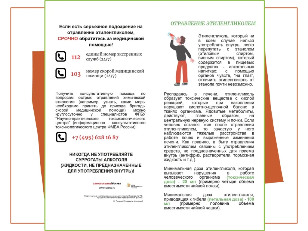 Отравление этиленгликолем. Флаер